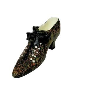 My Treasure Mini Shoe Green 4" Faux Diamonds Resin Collectible 1999 Vintage